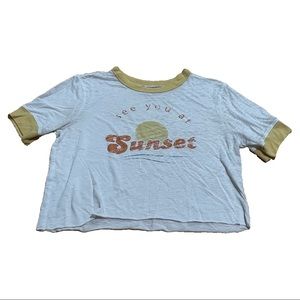 small white see you at sunset shirt sleeve crop top